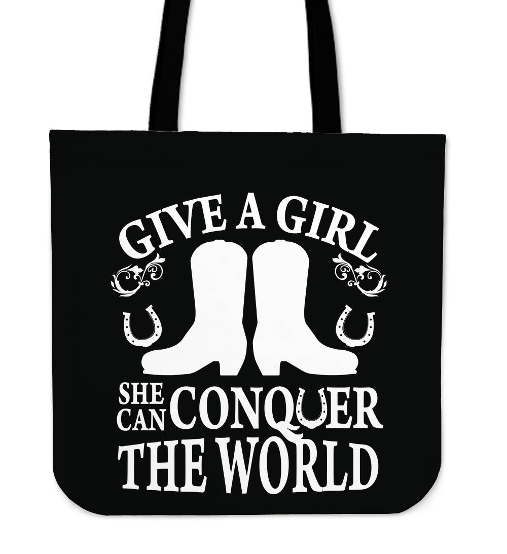 Give A Girl The Right Boots Tote Bags