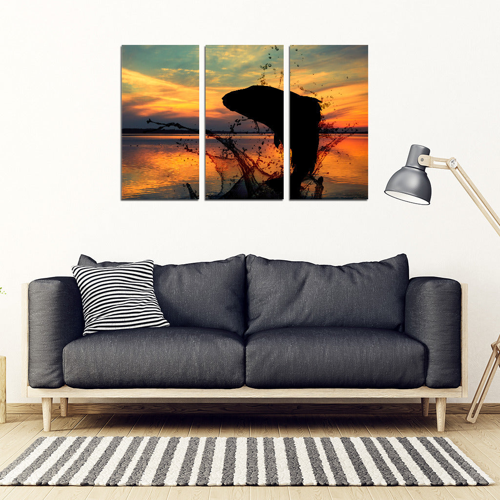 Fish Jumping Out Water Fishing Canvas