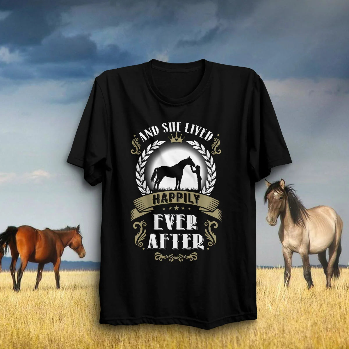Funny Gift Idea for Equestrian Girl And She Lived Happily Ever After Horse Shirt