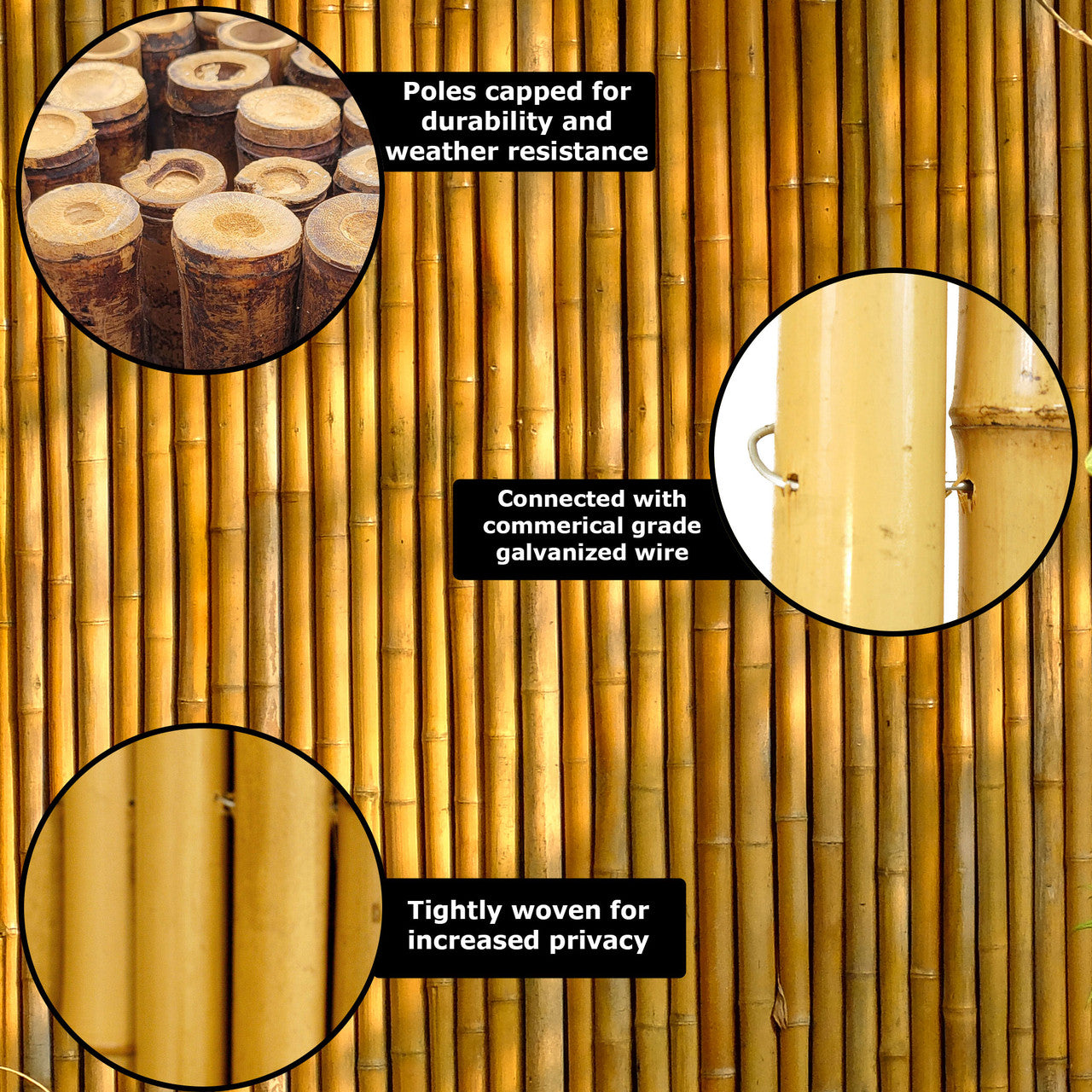 Natural Bamboo Fence ¾ D x 90 H x 96 L