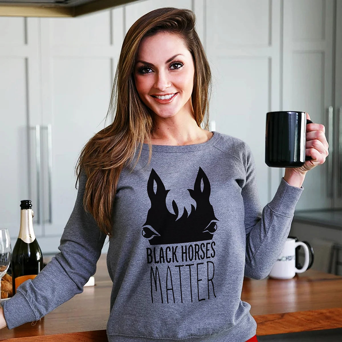 Black Horses Matter Horse Sweatshirt Gift For Equestrian Girls