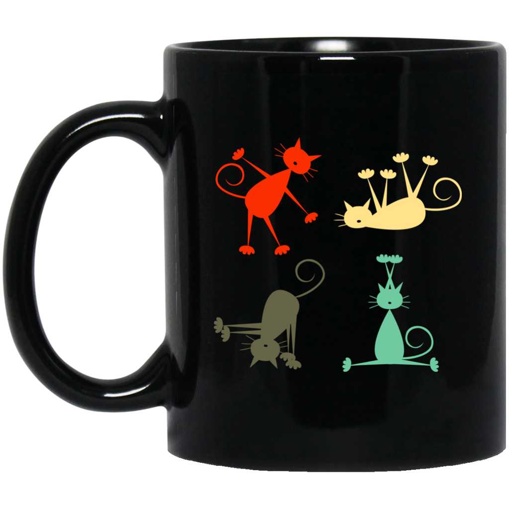 Yoga Retro Cat Mugs