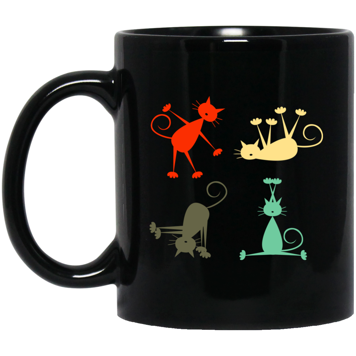 Yoga Retro Cat Mugs