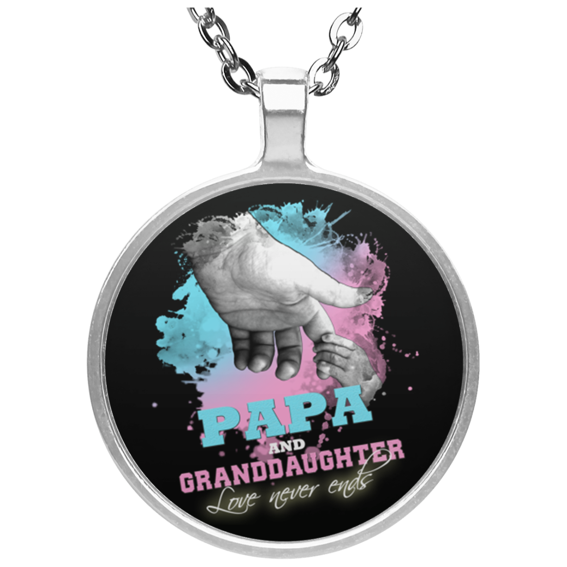Cool Papa & Granddaughter Love Never Ends Circle Necklaces