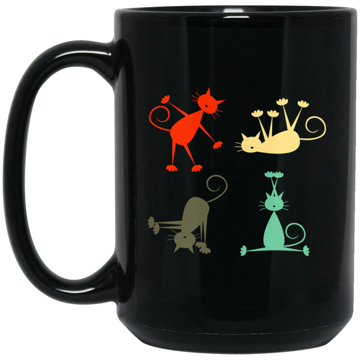 Yoga Retro Cat Mugs