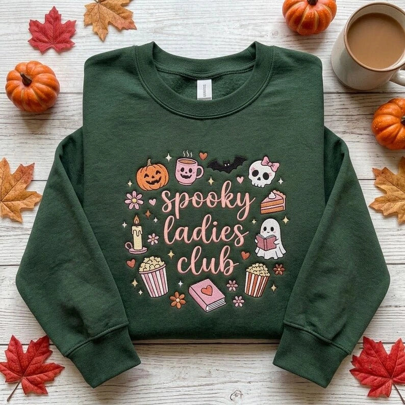 Spooky Ladies Club Sweatshirt Embroidered Halloween Gifts