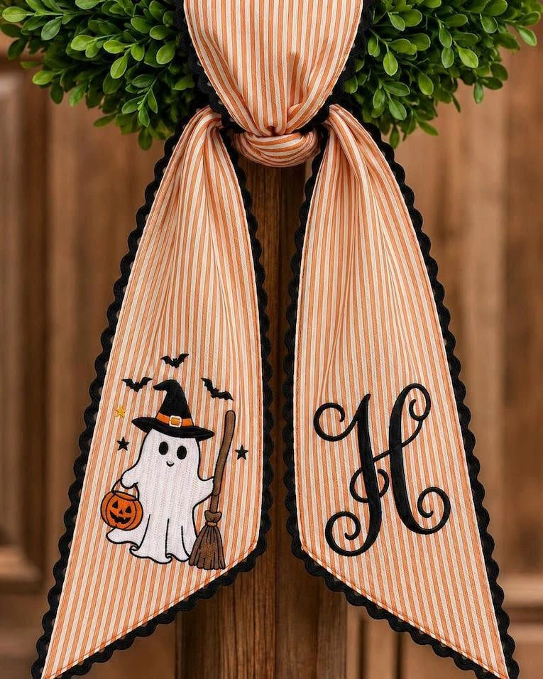Halloween Sash Witch Ghost Embroidered, Spooky Sash Custom Fall Season