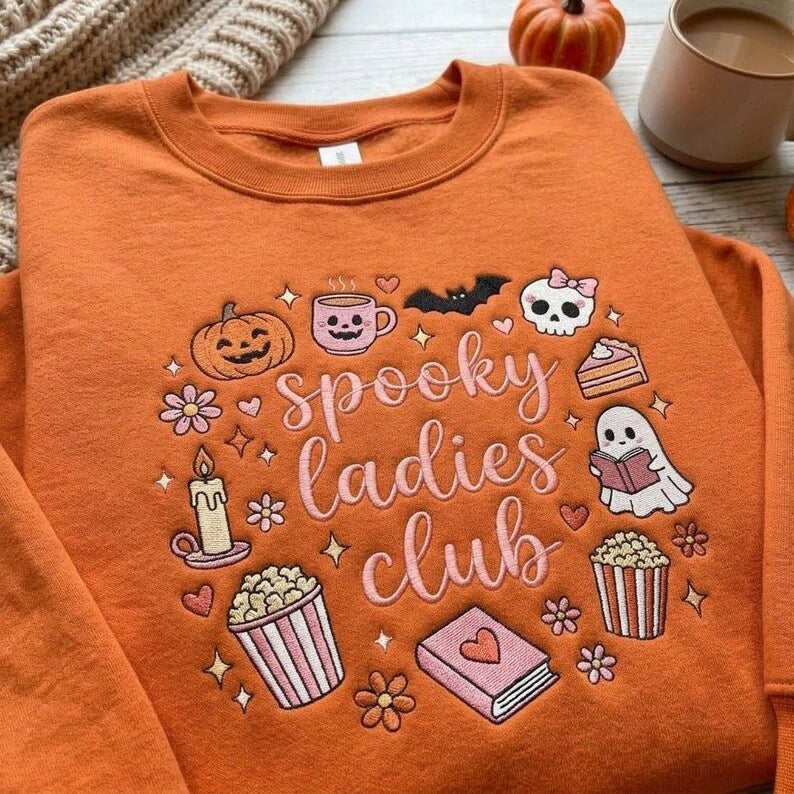 Spooky Ladies Club Sweatshirt Embroidered Halloween Gifts