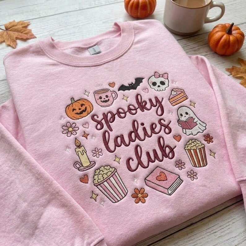 Spooky Ladies Club Sweatshirt Embroidered Halloween Gifts