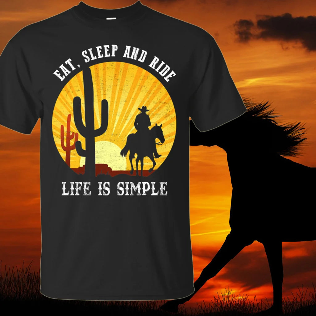 Eat Sleep And Ride - Life Is Simple Horse T Shirts