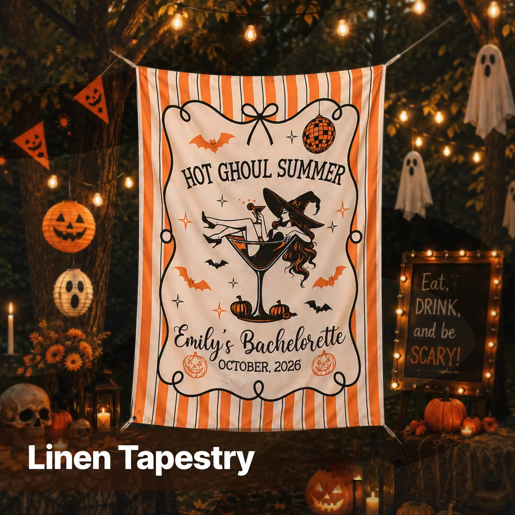 Hot Ghoul Summer Linen Tapestry On Halloween Holiday