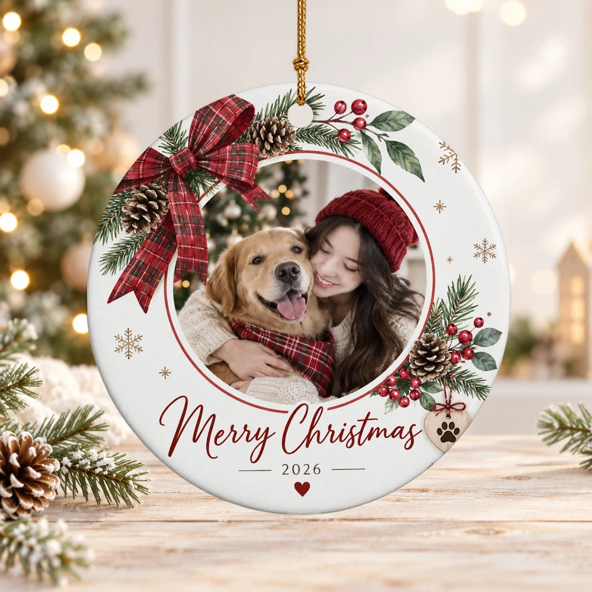 Merry Christmas With Pet Friend Home Decor With Christmas Ornament