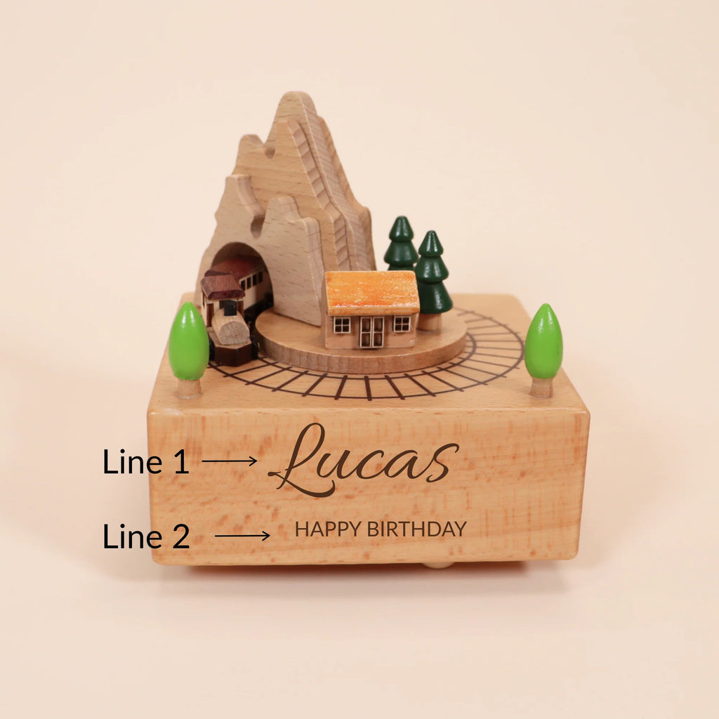 Vintage Wooden Roller Coaster Small Train Castle Music Box