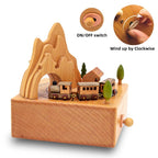 Vintage Wooden Roller Coaster Small Train Castle Music Box