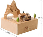 Vintage Wooden Roller Coaster Small Train Castle Music Box