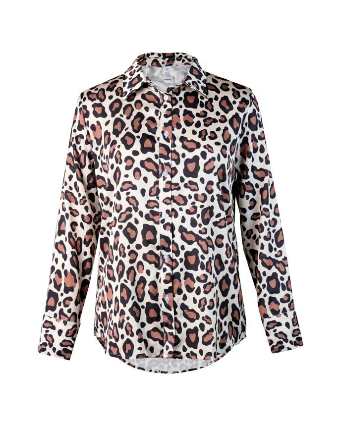 Cool Paterm Women Satin Button Down Shirt Fashion Gift For Your Wife