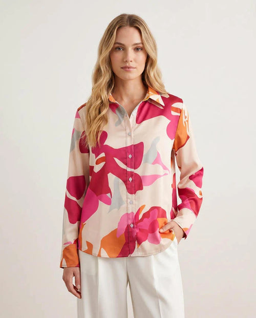 Cool Paterm Women Satin Button Down Shirt Fashion Gift For Your Wife