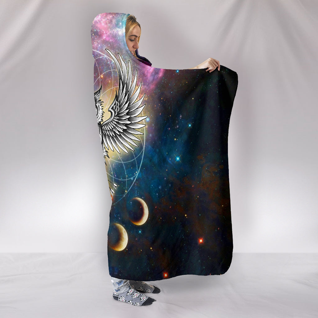 Skull Space Pattern Owl Hooded Blankets
