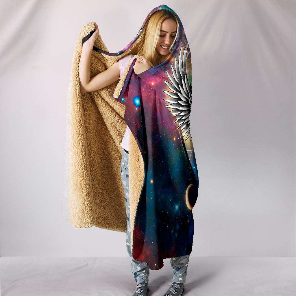 Skull Space Pattern Owl Hooded Blankets