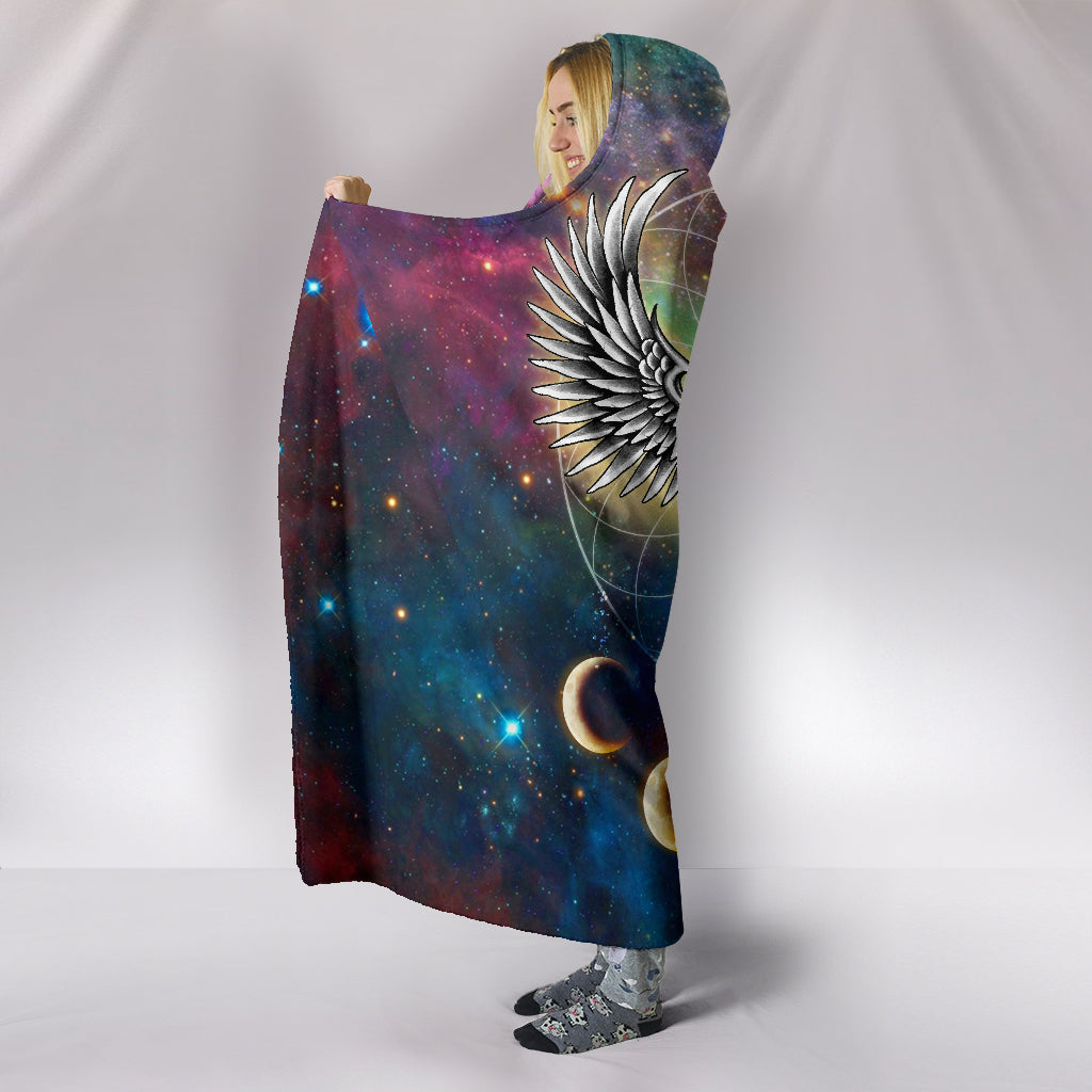 Skull Space Pattern Owl Hooded Blankets