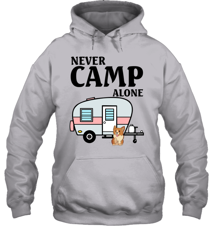 Never Camp Alone Corgi Camping T-shirt