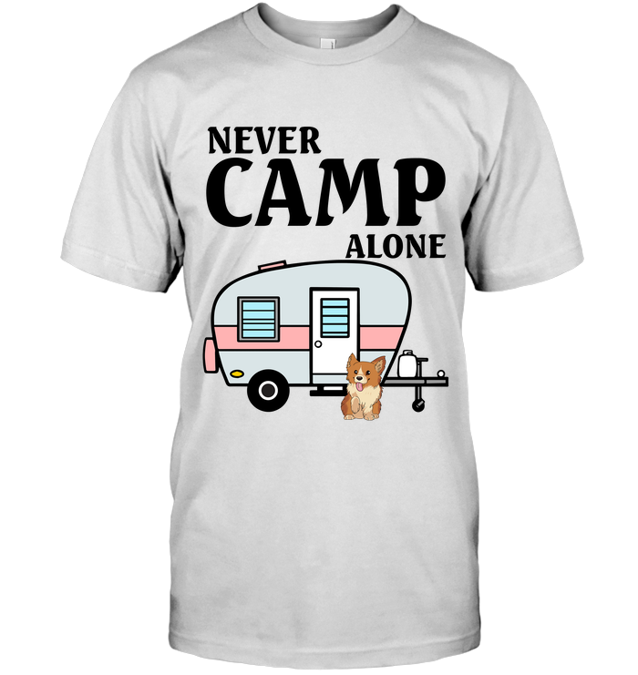 Never Camp Alone Corgi Camping T-shirt