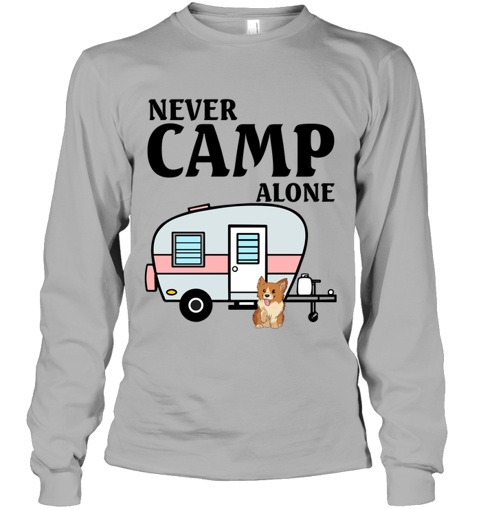 Never Camp Alone Corgi Camping T-shirt